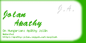 jolan apathy business card